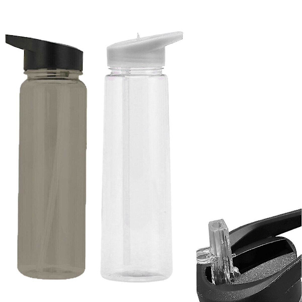 Lækagesikker 750 ml sportsvandflaske med sugerør, bærbar og plastikfri sort
