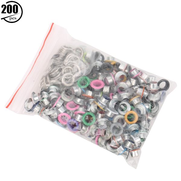 200 sæt blandede farvede metaløjer, snørehuller, læderhåndværk, scrapbooking, kortøjer 6MM