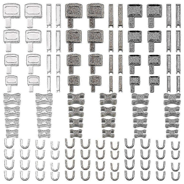 Metall Dragkedjehuvud Slider - 120 Delar, 4 Storlekar - Fäststift