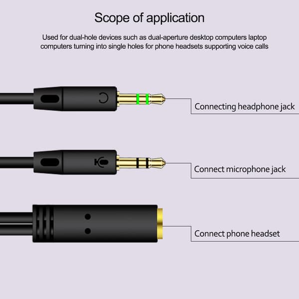 Splitter Hovedtelefon til Computer 3,5 mm Hun til 2 Han Hovedtelefon Mikrofon Audio Y Splitter Kabel