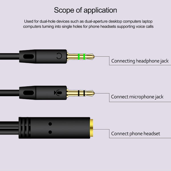Splitter-kuulokkeet tietokoneelle 3,5 mm naaras 2 uros kuulokkeet Mikrofoniääni Y-splitter-kaapeli