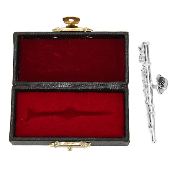 Miniatyr flöjt brosch hög simulering utsökt miniatyr flöjt modell musikalisk brosch för musikälskare silver