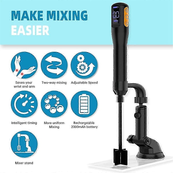 Opgraderet Resin Mixer, Epoxy Resin Elektrisk Rører, Farvemixer & Timet Epoxy Resin Mixer med Mixerstand