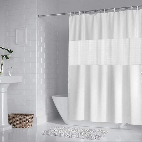 Duschdraperi 180x180cm Vattentätt Halvtransparent EVA Badrumsdraperi för Badrum - Vit