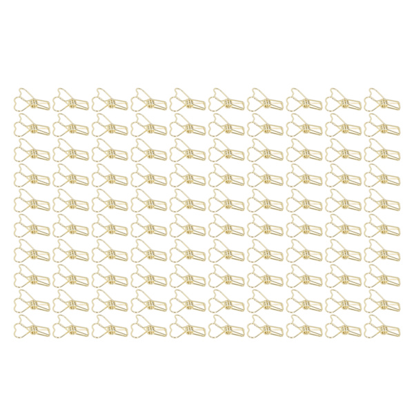 100 stk. Binder Clips Hjerteform Lang Hale Form Metal Jern Hul Design Mini Sjov Binder Clips til Dokumenter Billetter Guld