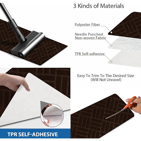76cm*20.3cm Trappstegsmattor för Trätrappor, Halkfria Trappmattor med Självhäftande Dubbel Baksida Set med Inomhus Löparmattor 2st
