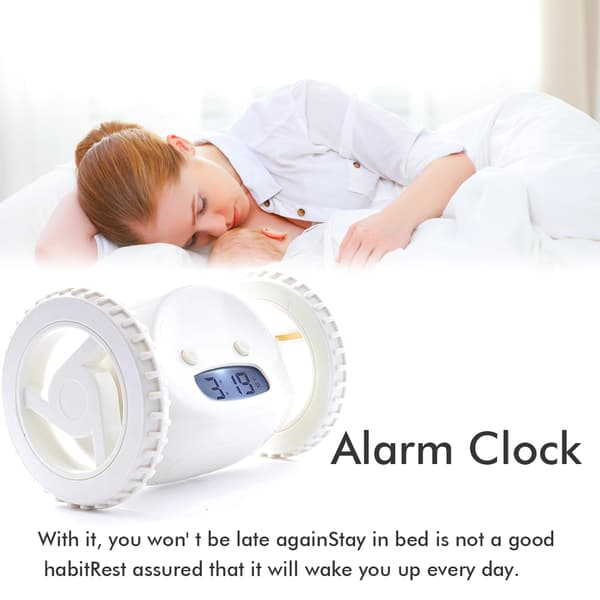 Clocky Väckarklocka på Hjul Extra för Tungsovare Robot Clockie Rullande Rörlig Hoppande för Vuxna Barn Sovrum