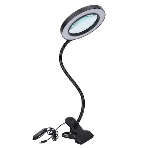 Lampa för förstoringsglas 360° rotation flexibel 3-färgs ljusförstoringsglas med metallklämma för läsreparation