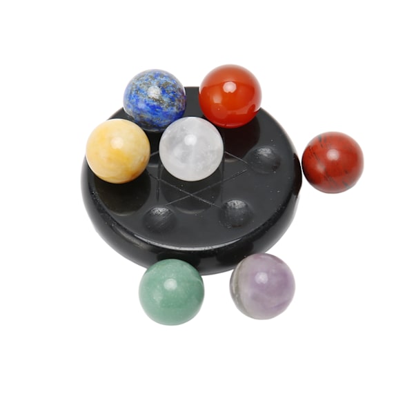 7 stk Chakra Stones med Obsidian Base Chakra Stones Healing Crystals Sett for Beginners Professional