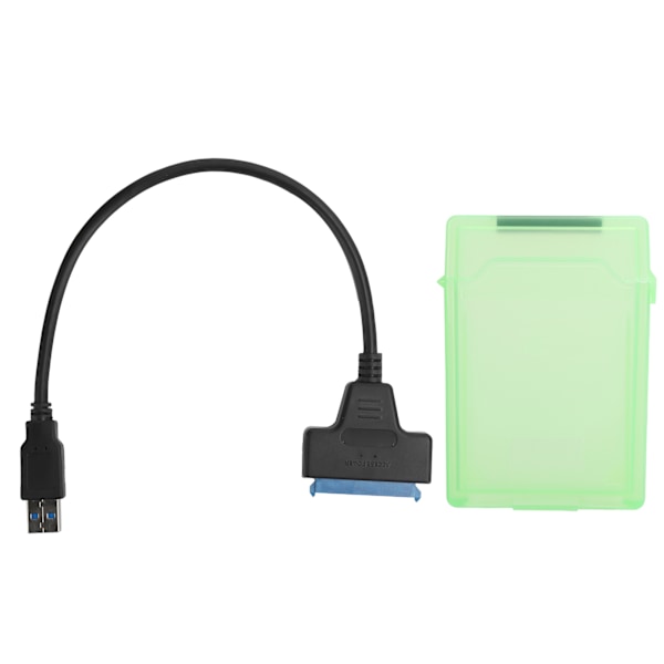 Harddiskadapterkabel 2,5 tommer SATA USB3.0 HDD/SSD konverteringskabel med beskyttelsesboks grønn