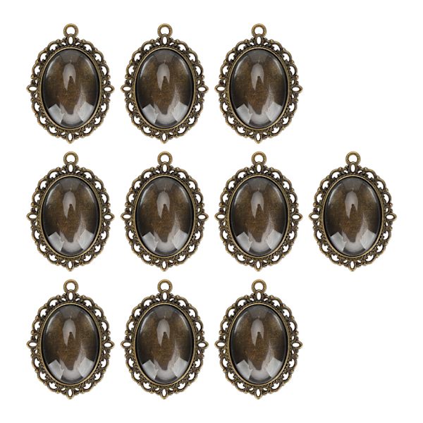 10 set glasplåsterhänge ovala brickor glascabochon klara kupolplattor DIY smyckesmaterial