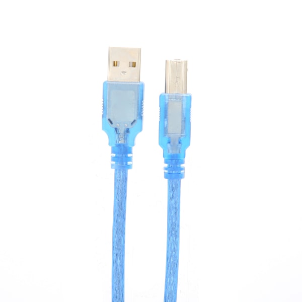 Gennemsigtigt blåt USB-datakabel - 1,5 meter længde (A han til B han)