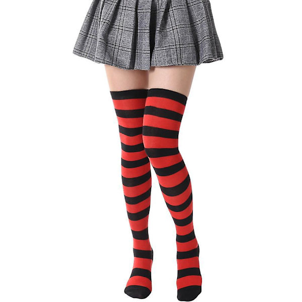3 Paires de Chaussettes de Noël pour Femmes, Haut Haut, Style Simple, Rouge Blanc, Rouge Noir et Jaune Noir