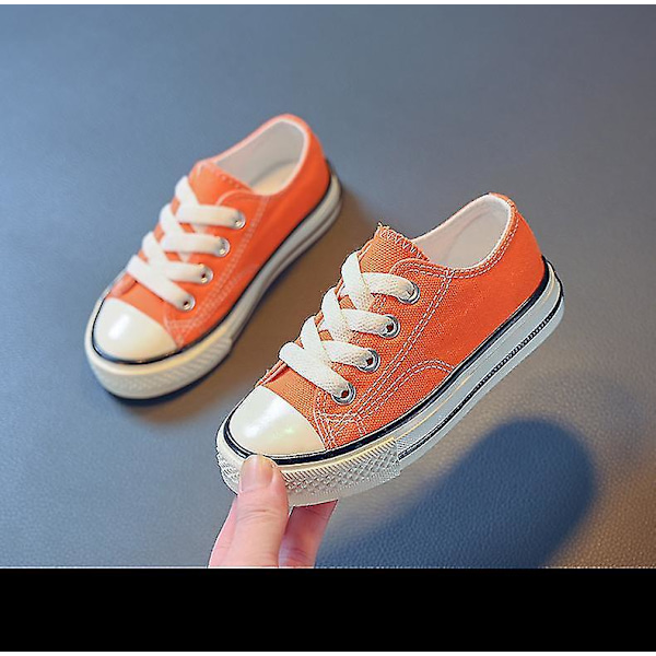 Fashionable Kids White Canvas Sneakers for Spring and Autumn35 Orange