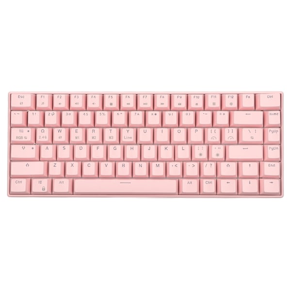 Mekanisk tangentbord 82 tangenter 3 anslutningslägen RGB-bakgrundsbelysning Ergonomiskt rosa spelande tangentbord för kontor Röd switch