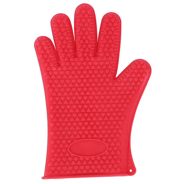 Household Microwave Oven Insulation Non&#8209;Slip Silicone Baking Finger Gloves Kitchen Utensils(Red )