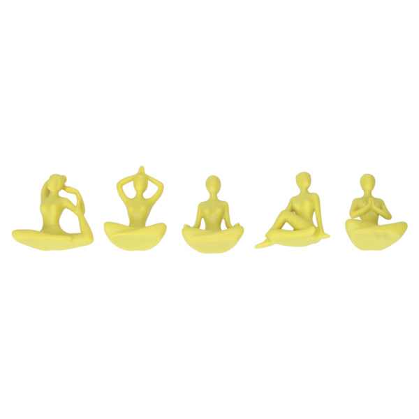 5 st Yogastaty Enkel stil Gul Attraktiv dekorativ Slitstark Bärbar Yogafigurer Dekoration för vardagsrummet