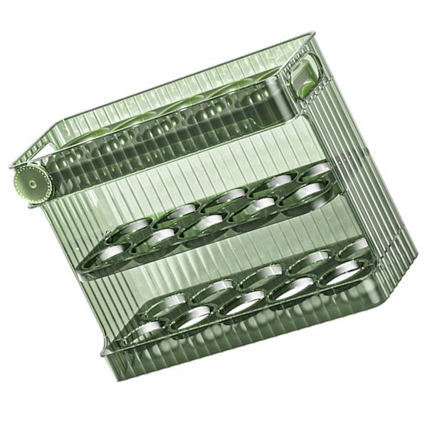 30 Count Flip Fridge Egg Tray Container PET Auto Keep Eggs Fresh Flip Egg Tray Container for Refrigerator Dooor Green