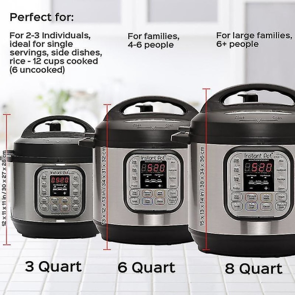 Specialtillverkat svart cover med fickor för 6 Qt/8 Qt tryckkokare - Kompatibel med Instant Pot och liknande modeller