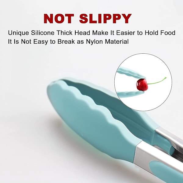 Premium silikone BPA-fri, non-stick rustfrit stål BBQ madlavning grill madpincet (4-pak, 9-tommer) - Aqua Sky