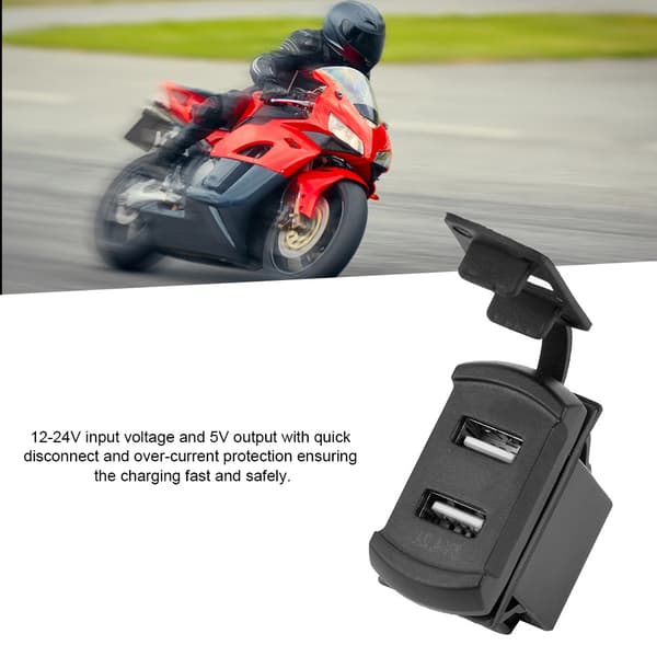 12-24V 5V Dobbelt USB Opladerstik Voltmeter LED Display til Motorcykel Smartphone Tablet