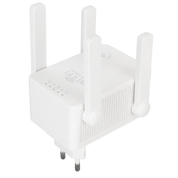 Internet Booster 4 Antenner AP Router Reläläge Indikatorlampa Autoparning WiFi Signalförstärkare för hem 100‑240V EU-kontakt