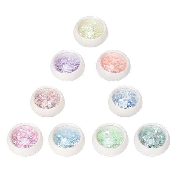 9 lådor nagelkonst paljetter DIY nagel holografiska glitter flingor pulver manikyr dekoration