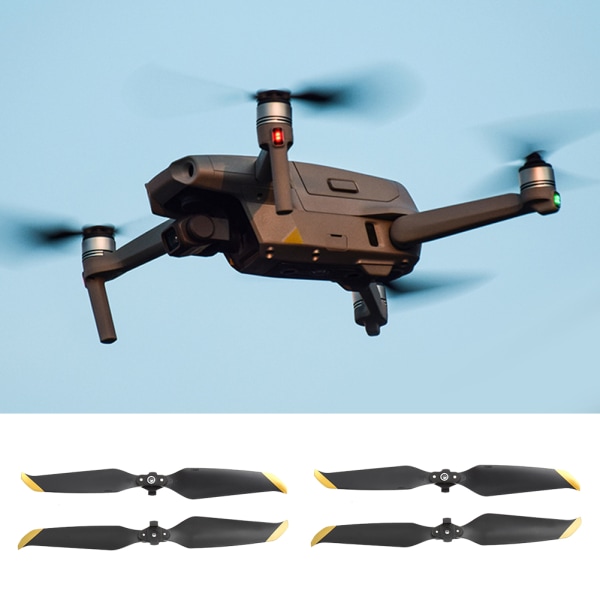 4 stk propell med lav støy, hurtigutløsende propeller, tilbehør Passer til Mavic AIR 2 Drone Black Gold Edge