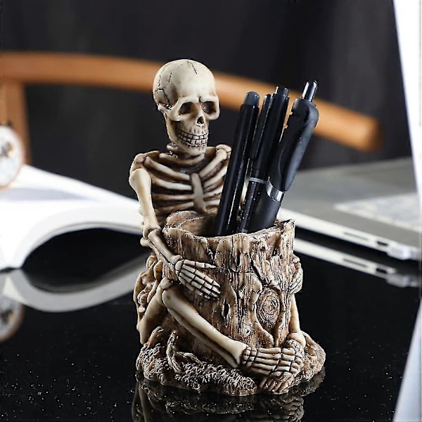 Halloween Pääkallo Kynäteline Ihmisen Pääkallot Pelottava Sisustus Kosmetiikkajärjestäjä Halloween Juhlat