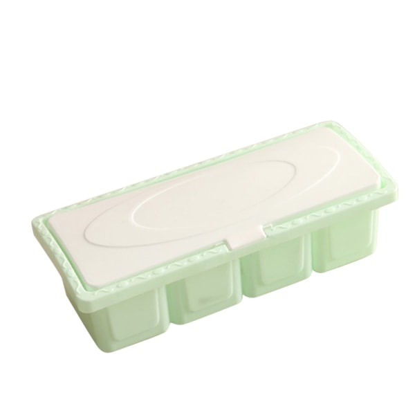 Plast 4-gitter krydderoppbevaringsbokssett Saltkrydderkrydderbeholdere for kjøkken (grønn)