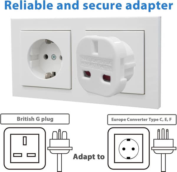 (2-pak) EU rejseadapter, til europæisk stik, Europa-konverter type C, E, F til