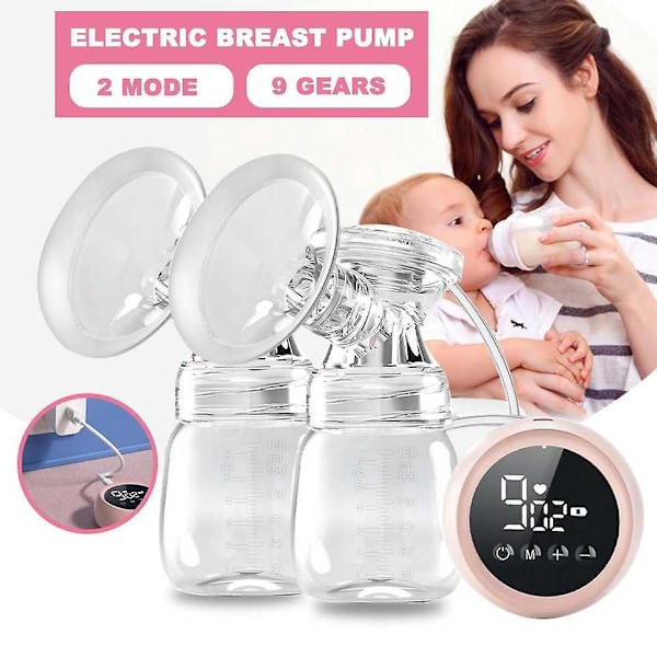 Bærbar Dobbelt Elektrisk Brystpumpe Anti-tilbageflow Ultra-stille Smertefri Pink 1 stk