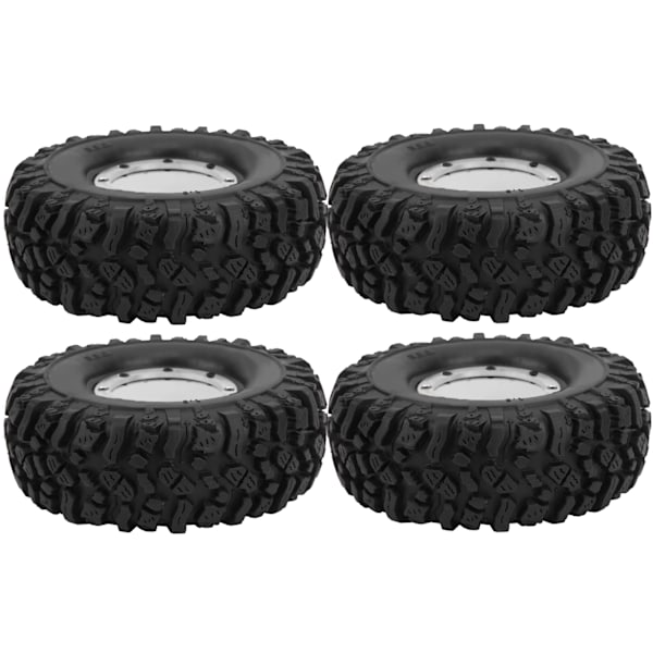 4 kpl 1/10 kauko-ohjattavat 1,9 tuuman alumiinivanteet ja 115 mm kumirenkaat D90/F350/SCX10-autoihin, valkoinen