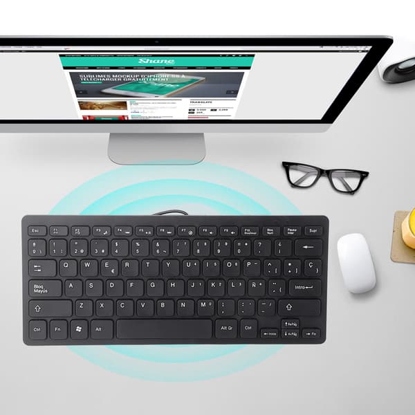 Kablet Mini Bærbar Spansk Tastatur USB Interface til Stationær Computer Ultratynd 78 Taster