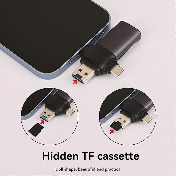 USB-C+USB3.0+för Port SD-kortläsare Minneskortläsare