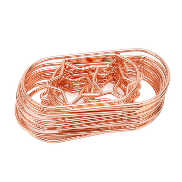 100 stk. rosegold stjerne papirclips - skridsikker, rustforebyggende, søde papirclips til kontor og skole