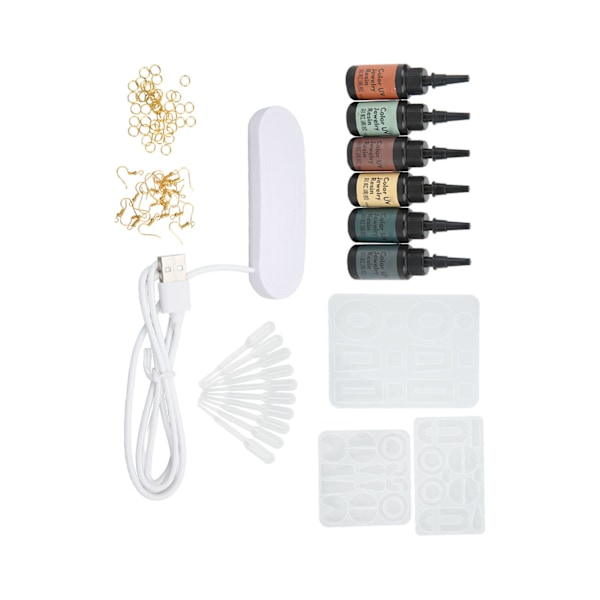 Resin Form Set med UV-lim Ring Öronkrok UV-lampa DIY Örhänge Molds Kit för örhängen Hängen Smycketillverkning