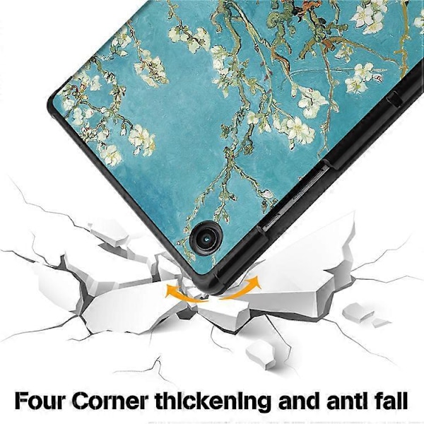 Samsung Kukkakuvioinen Galaxy Tab A8 10.5 Tuuman Puhelinkotelo, Samsung Galaxy Tab A10.5 Kääntyvä Puhelinkotelo, Premium PU Nahkainen 360 Asteen Jalustakotelo,