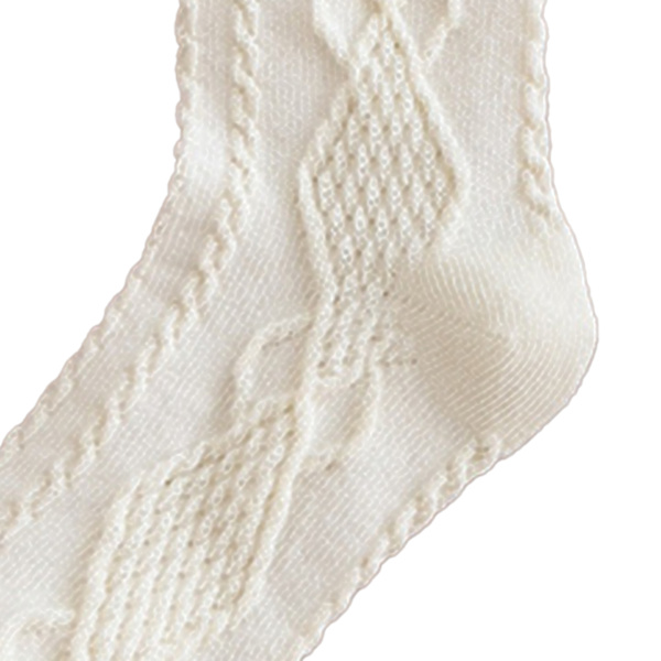 Barnstrumpor för flickor i bomull, bekväma, varma, retro, preppy, knästrumpor för vinter och höst, beige, M