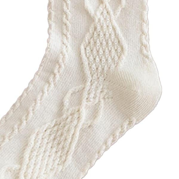 Børne Crew Sokker til Piger Bomuld Komfortable Varme Retro Preppy Mid-Calf Crew Sokker til Vinter Efterår Beige M