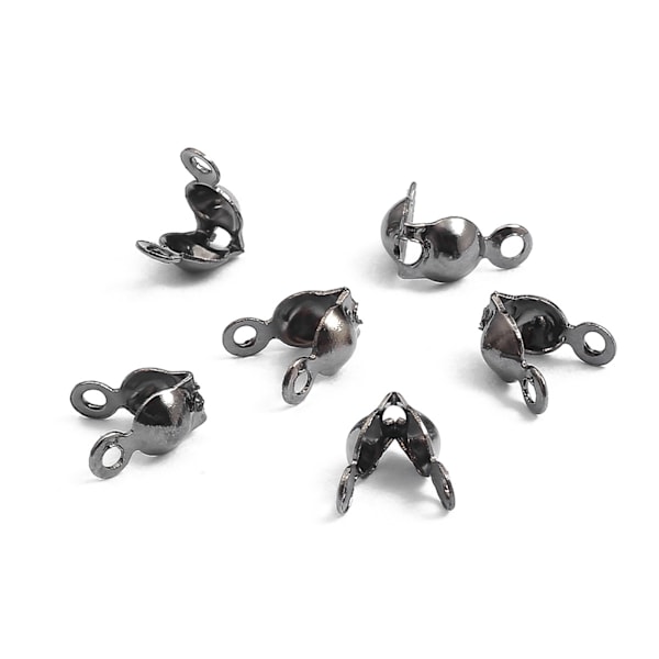 100 st Pärltoppar Knuttäckare Mode Metall Handgjorda Clamshells Crimp Pärltoppar Knuttäckare DIY Smyckestillbehör Ruthenium Svart