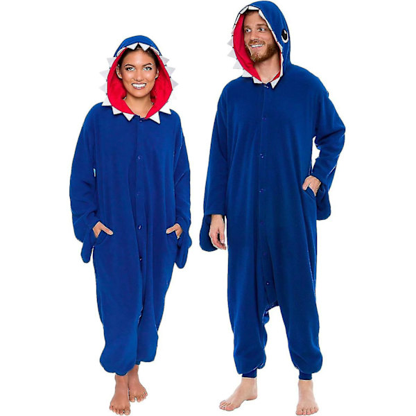 Funziez Vuxen Plyschdjur och Havsdjur Cosplay Dräkt - Halloween Kostym för Kvinnor och Män X-Small Blå Haj