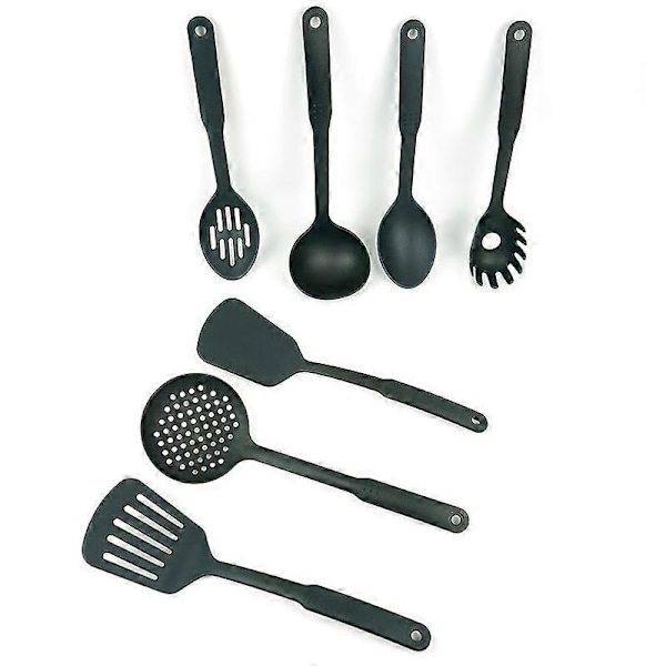 Anti-ridse Køkkenredskabssæt, Nylon, Madlavningsske, Hulske, Fiskespade, 3-delt sæt, Sort