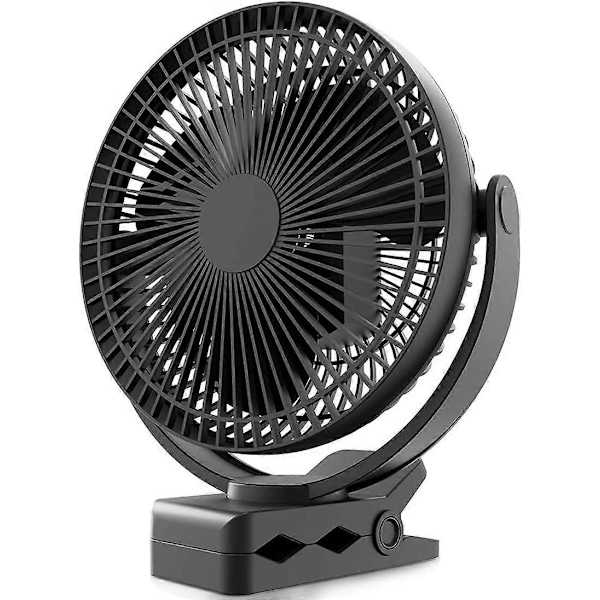 10000 mAh Batteridrevet Clip Fan 20CM, Bærbar USB-ventilator, 4 Hastigheder, Kraftig Luftstrøm, Robust Clip til Personligt Kontor, Golfbil, Udendørs Rejser, Ca