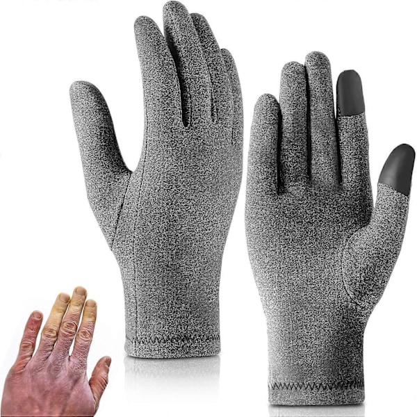 Fullfinger Arthritis Handskar Kompressionshandskar, Värme och Kompression, Grå Kompressionshandskar Handledsstöd Karpaltunnelsyndrom Handske L