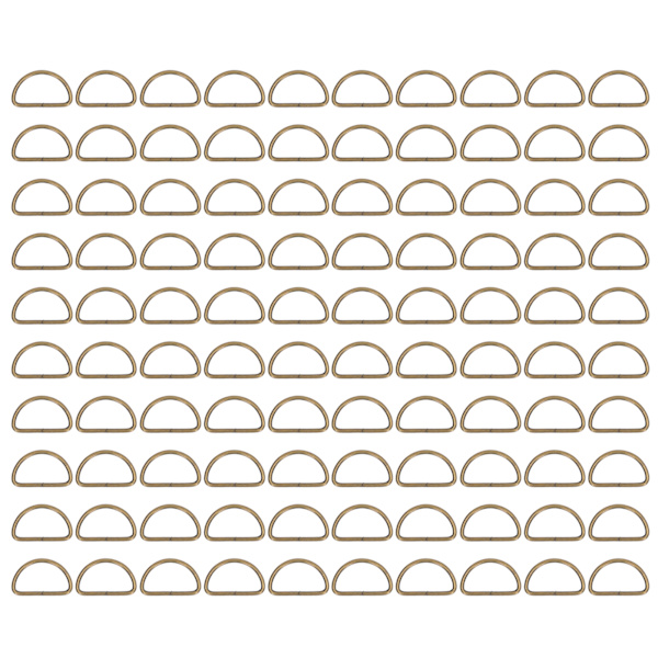 100 stk metall D-ringer med glattere overflater, klassisk utseende, metallringer, spenne for DIY-belter, bagasjeremmer, vesker, ryggsekker, bronse
