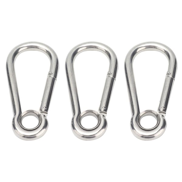 3 stk. Snap Hook Rustfritt Stål Fjær Karabinkroker med Ring Sikkerhetstau Tilbehør M11 (11mm)
