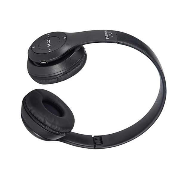 Bluetooth Hörlurar Trådlös Stereo Plug in Kort Vikbar Over Ear Hörlurar för Gaming Svart