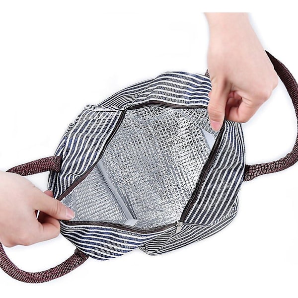 Vedenpitävä eristetty lounaslaukku aikuisille ja lapsille - Piknik-kylmälaukku 9\" X 6,3\" X 5,9\" (23 * 16 * 15cm) (Sininen)