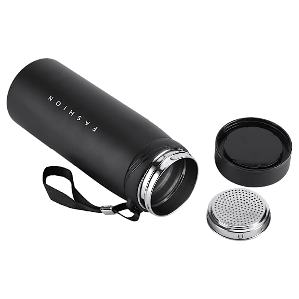 1 stk 900 ml rustfrit stål vand termisk kop te kaffe rejse drikke flaske (sort)